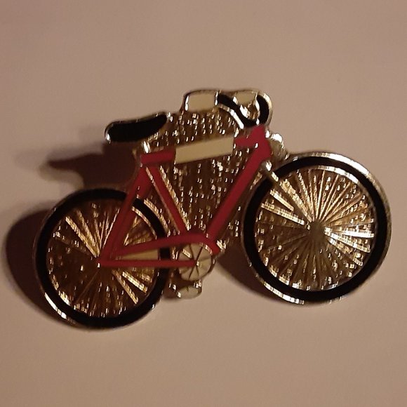 1" Red Classic Bicycle Enameled Lapel Pin - Picture 1 of 3